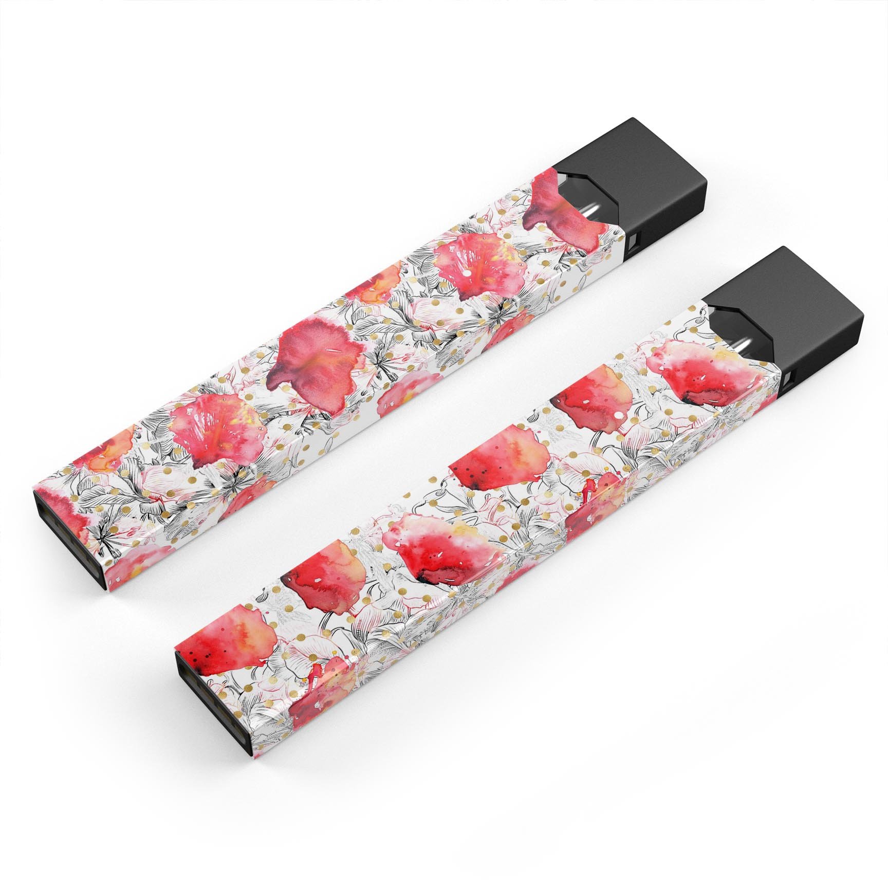 Karamfila Watercolo Poppies V26 skin-wrap for JUUL device, showcasing vibrant poppy design and premium quality.